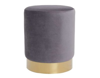 Pouf en velours et métal doré (Gris)