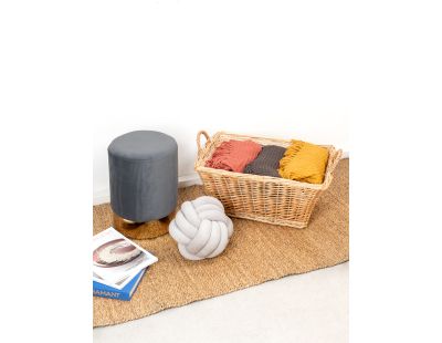 Pouf en velours et métal doré (Gris)