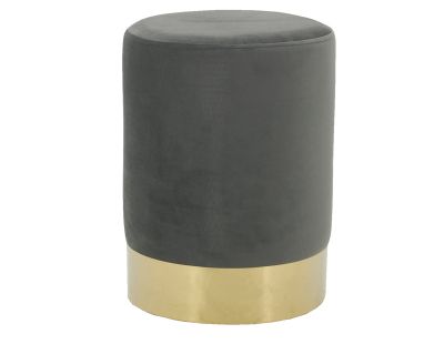 Pouf en velours et métal doré (Gris)
