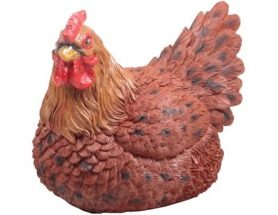 Poule couvant en résine coloris brun (15 x 18 x 15 cm)