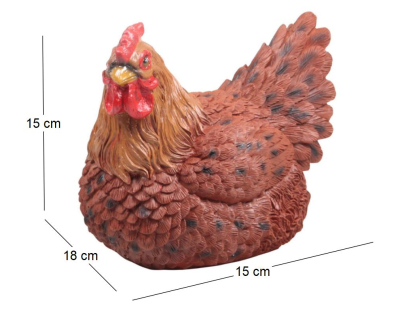Poule marron couvant en résine (15 x 18 x 15 cm)