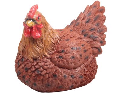 Poule marron couvant en résine