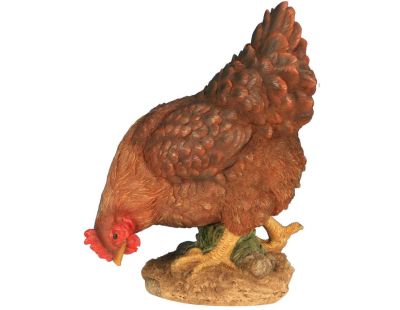 Poule en résine picorant 26 cm