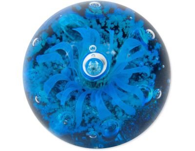Presse papier rond en verre Meduse (Bleu)