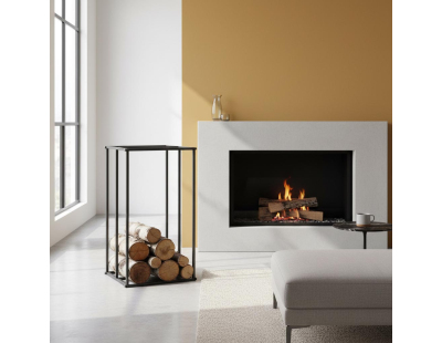 Rack à bûches vertical en métal gris