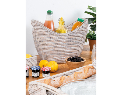 Rafraichisseur en rotin (Rotin patiné blanc + Plexiglas)