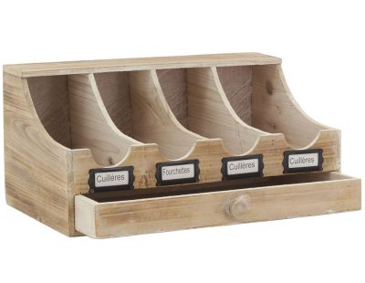 Range-couverts brasserie en bois vieilli