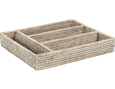 Range-couverts en rotin blanc