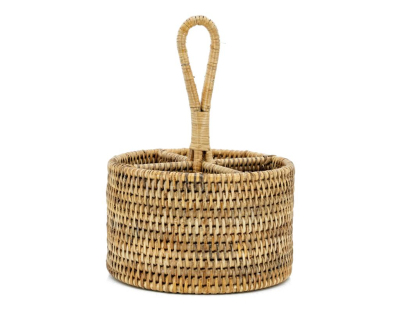 Range-couverts rond en rotin naturel
