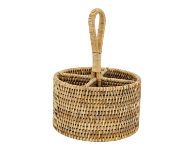 Range-couverts rond en rotin naturel