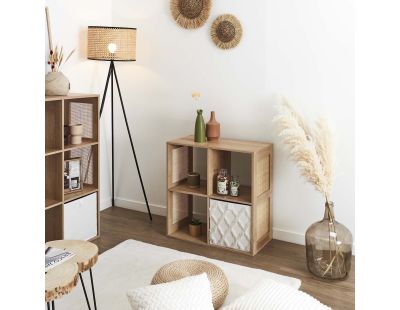 Rangement modulable cannage et bois Bali (4 cases)