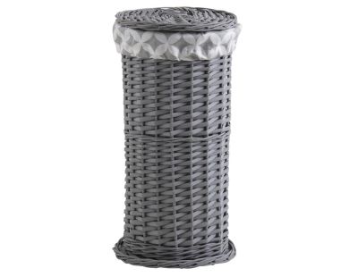 Porte-rouleau WC en osier gris teinté avec couvercle et doublure en coton