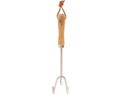 Râteau à main en acier inoxydable et bois de frêne