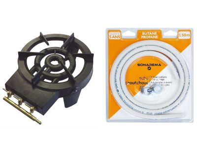 Réchaud gaz et tube souple raccordement butane propane 1.50 m