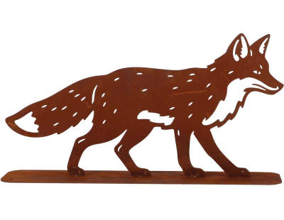 Renard décoratif en métal rouillé