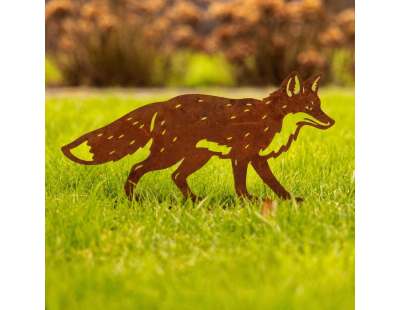 Renard décoratif en métal rouillé