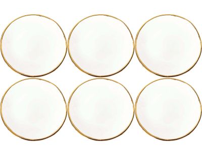 Repose sachet de thé en porcelaine liseré doré 8 cm (Lot de 6)
