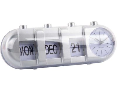 Réveil Retro Tube Calendar Flip (Argenté)