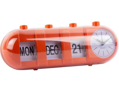 Réveil Retro Tube Calendar Flip (Orange)