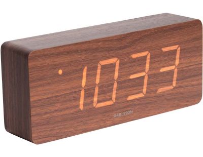 Réveil en bois chiffres LCD Tube (Bois foncé)