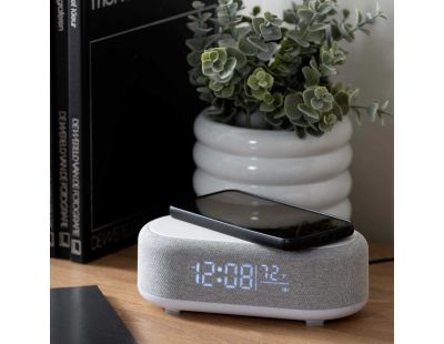 Reveil avec chargeur induction et enceinte Bluetooth Vogue (Gris)