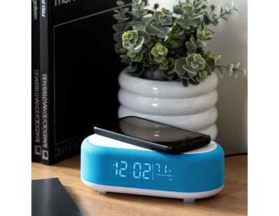 Reveil avec chargeur induction et enceinte Bluetooth Vogue (Bleu)