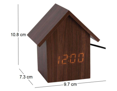 Réveil led en bois House (Bois foncé)