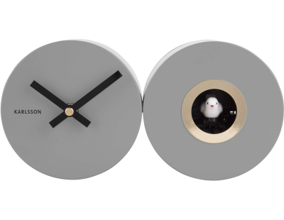 Horloge mural en métal mat Duo Cuckoo (Gris)