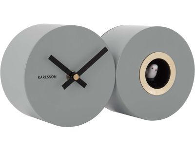 Horloge mural en métal mat Duo Cuckoo (Gris)
