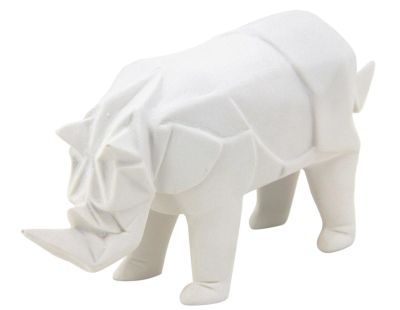 Rhinocéros déco en résine blanche origami