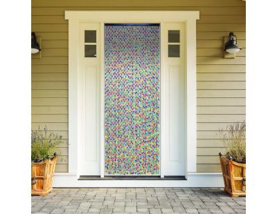 Rideau de porte Perles de bois multicolores