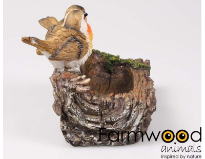 Rouge-gorge en résine sur branche 18 x 13 x 12 cm