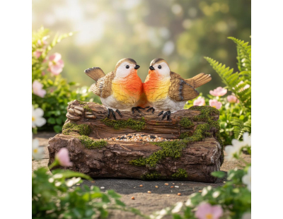 Rouge-gorge en résine sur branche 18 x 13 x 12 cm