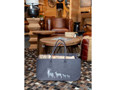 Sac à bûches en feutrine 50 x 25 cm (Gris foncé)