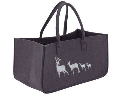 Sac à bûches en feutrine 50 x 25 cm (Gris foncé)