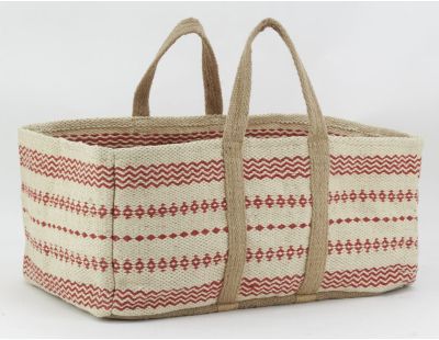 Sac à bûches en jute naturel et teinté (Naturel et rouge)