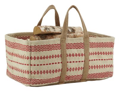 Sac à bûches en jute naturel et teinté (Naturel et rouge)