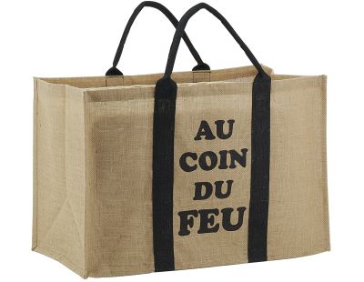 Un sac à bûches en toile de jute naturelle signé Jardin et Saisons