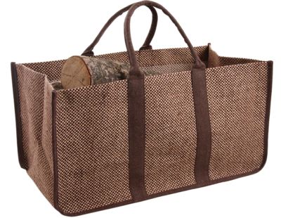 Sac à bûches en toile de jute (Anses marrons)