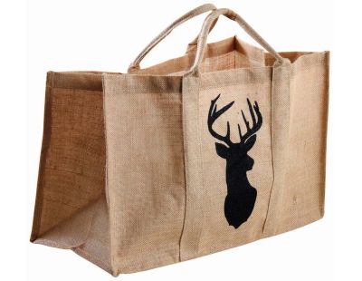 Sac à bûches en jute (Naturel - cerf noir)