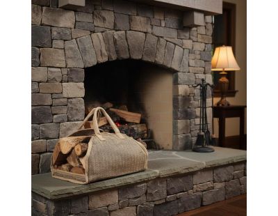 Sac à bûches en toile de jute renforcée (Beige)