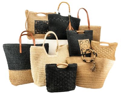 Sac cabas tressé naturel avec anses rondes