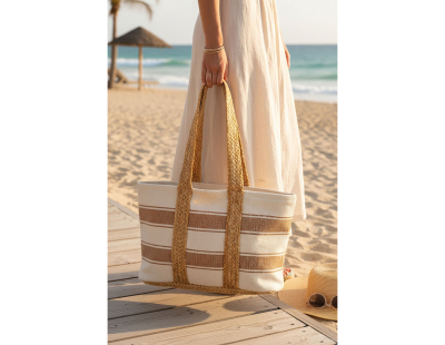 Sac en coton et jute rayure