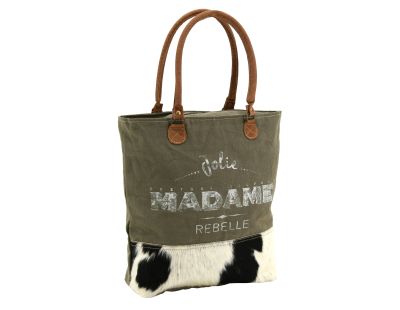 Sac en coton et peau de vache Madame rebelle