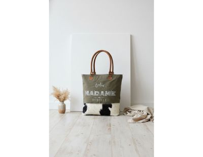 Sac en coton et peau de vache Madame rebelle