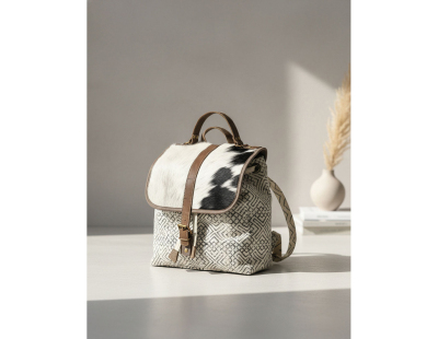 Sac à dos en coton et peau de vache Globe Trotteur