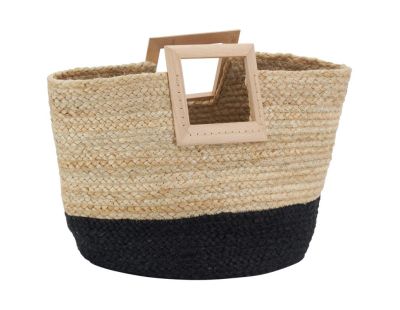 Sac cabas en jute et bois naturel et noir