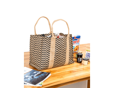 Sac en jute plastifiée (Chevron noir)
