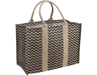 Sac en jute plastifiée (Chevron noir)