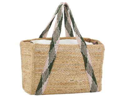 Sac en jute rectangulaire et poche en coton kaki